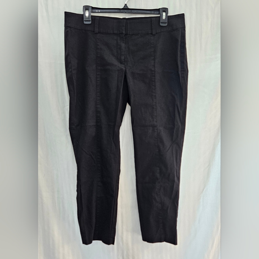 Anne Taylor Carnegie Crop Pants - Black Cotton Flat Front Stretch - Size 10
